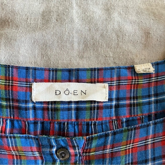 DÔEN Toulouse Top in French Plaid Blue - Size Small - Picture 9 of 11